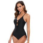 Solid Color Triangle One Piece Swimsuit Women Sexy Backless Hollow Out Cutout out Strap Swimsuit Bella Mia