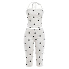Spring Sexy Polka Dot Backless Strap Top High Waist Hip Raise Pants Two Piece Sets Bella Mia