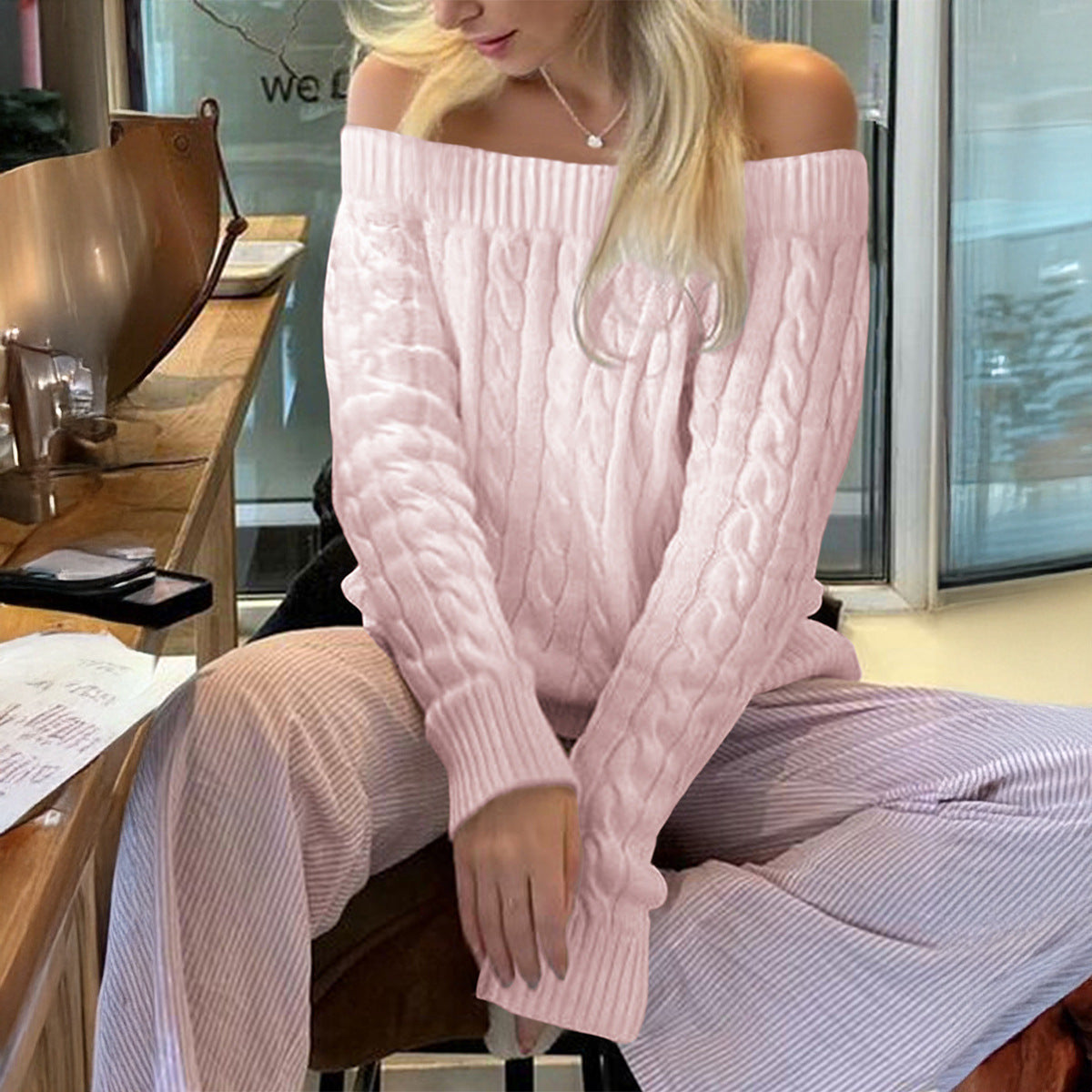 Women Clothing Autumn Winter Casual Office Solid Color Long Sleeve Vest Sweater Wool Bella Mia