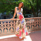Summer Printed Strap Dress Sexy V neck Dress Bella Mia