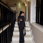 Fall Women Clothing Sexy Cutout Socialite Private Clothing Elegant Three Dimensional Floral Long Sleeve Slim Maxi Dress Bella Mia