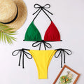 Color Contrast Patchwork Split Bikini Tied High Waist Swimsuit Women Sexy Swimsuit Bella Mia