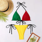Color Contrast Patchwork Split Bikini Tied High Waist Swimsuit Women Sexy Swimsuit Bella Mia