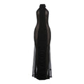 Spring Women Clothing Halter Backless Gauzy Stitching See through Sexy Slim Dress