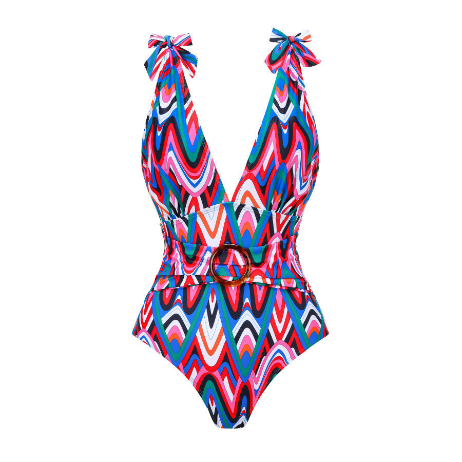 Spring Sexy Swimsuit Women Conservative Printed Swimsuit Wrap Skirt Set Bella Mia
