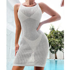 Knitted Vest Skirt Beach Cover up Sexy Cutout Vacation Tight Suspender Beach Cover Up Bella Mia