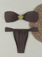 Bikini Solid Color Tube Top Sexy Split Bikini Swimsuit Women Bella Mia