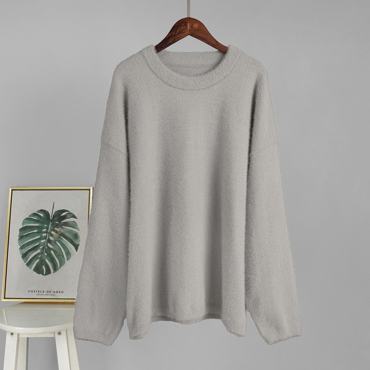 Crew Neck Pullover Sweater Autumn Winter Simple Solid Color Sweater Loose Casual Sweater Bella Mia