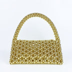 Pearl Bag Women Hand Woven Acrylic Beaded Bag Retro Fairy Small Handbag Triangle Wrist Bag Bella Mia