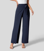 Workwear Women Work Pant Casual Texture Wide Leg Professional Trousers Belt Pants Bella Mia