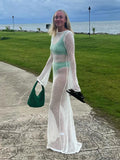 Knitted Hollow Out Cutout out See through Backless Dress Sexy Two Way Seaside Vacation Sun Protection Dress for Women Bella Mia
