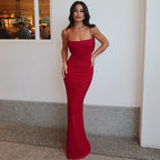 Women Clothing Summer Arrival Sexy Backless Spaghetti Straps Maxi Dress Solid Color Slim Fit Dress Women Bella Mia