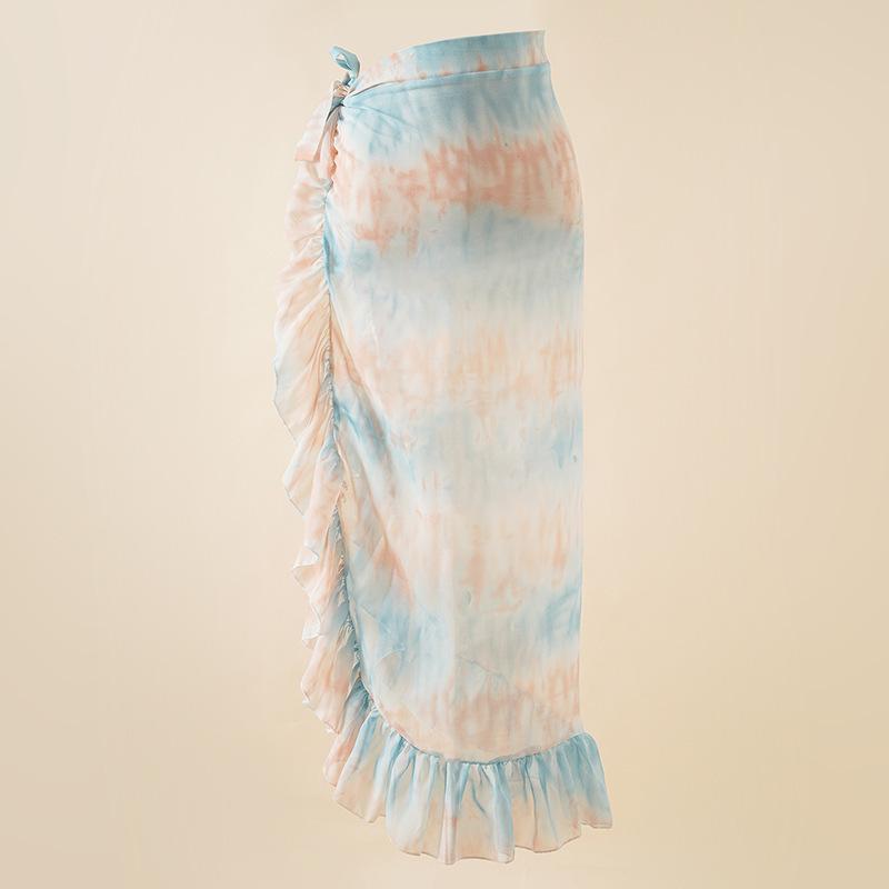 Chiffon Printed Beach Cover up Sexy Slit Skirt Vacation Skirt Beach Cover Up Women Bella Mia