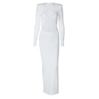 Women Clothing Autumn Sexy Cutout Exposed Cropped Split Hip Bag Dress Women Bella Mia