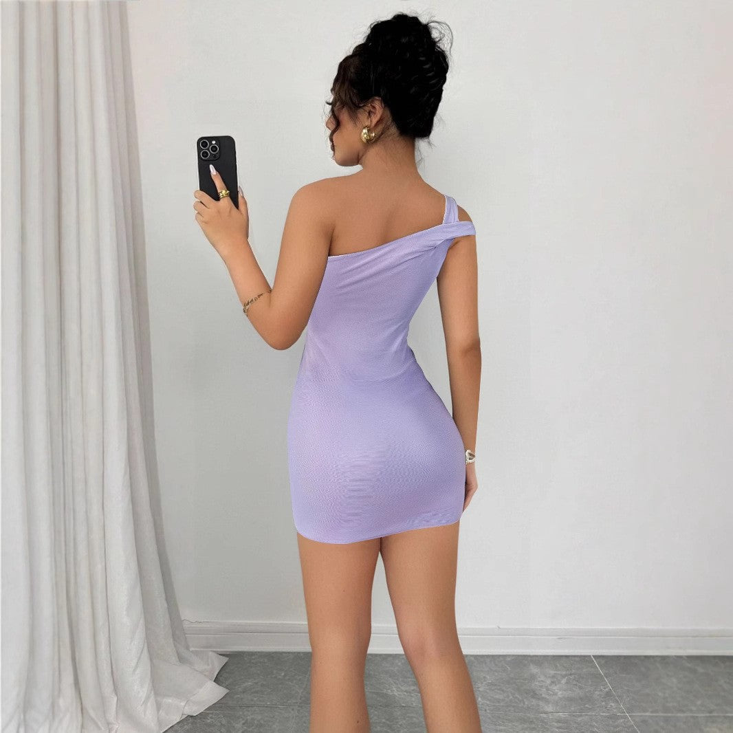 Summer Slim Women Clothing Sexy Sling Shoulder Collar Sheath Dress Bella Mia