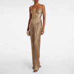 Pleated Gilding Lace up Dress Casual Party Split Women Dress Bella Mia