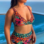 Printing Sexy Gather Backless Split Women Bikini Swimwear Swimsuit Bella Mia