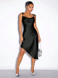 Satin Sling Dress Spring Summer Evening Dress Satin Sexy Women Clothing Bella Mia