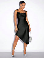 Satin Sling Dress Spring Summer Evening Dress Satin Sexy Women Clothing Bella Mia