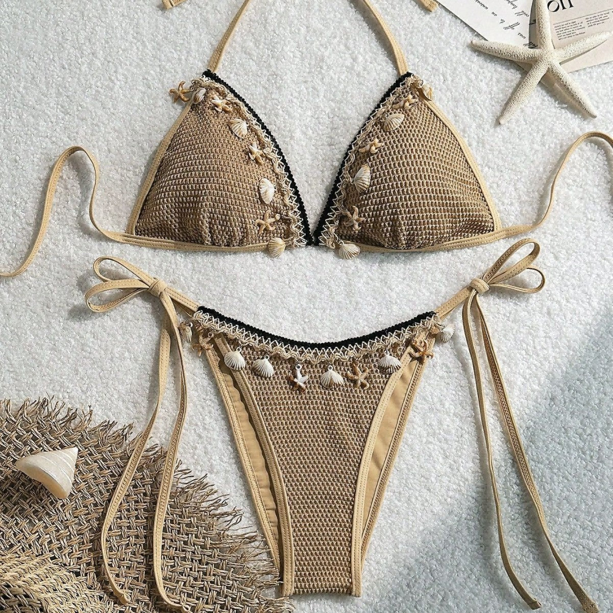 Swimsuit Women Lace up Halterneck Triangle Cup Beach Sexy Split Swimsuit Bikini Bella Mia