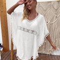 Outdoor Women Clothing Hand Crocheting Stitching Tassel Sexy Midi Dress Loose Sun Protection Beach Cover Up Bella Mia