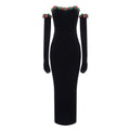 Spring Summer Floral Sequin Lace Decoration Velvet Dress Women Clothing Dress with Gloves Bella Mia