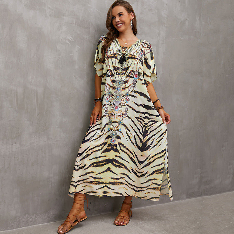 Rope Positioning Maxi Dress Loose Robe Seaside Vacation Beach Dress Bikini Swimsuit Blouse Women Bella Mia