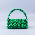Pearl Bag Women Hand Woven Acrylic Beaded Bag Retro Fairy Small Handbag Triangle Wrist Bag Bella Mia