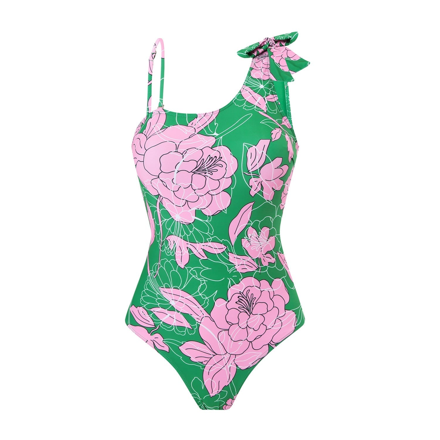 Bikini Printed Swimsuit Oblique One Shoulder One Piece Swimsuit Women Bella Mia