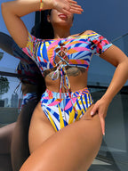 Bikini Printed Foreign Order Swimsuit Bikini Swimsuit Women Fission Swimsuit Crisscross Bella Mia
