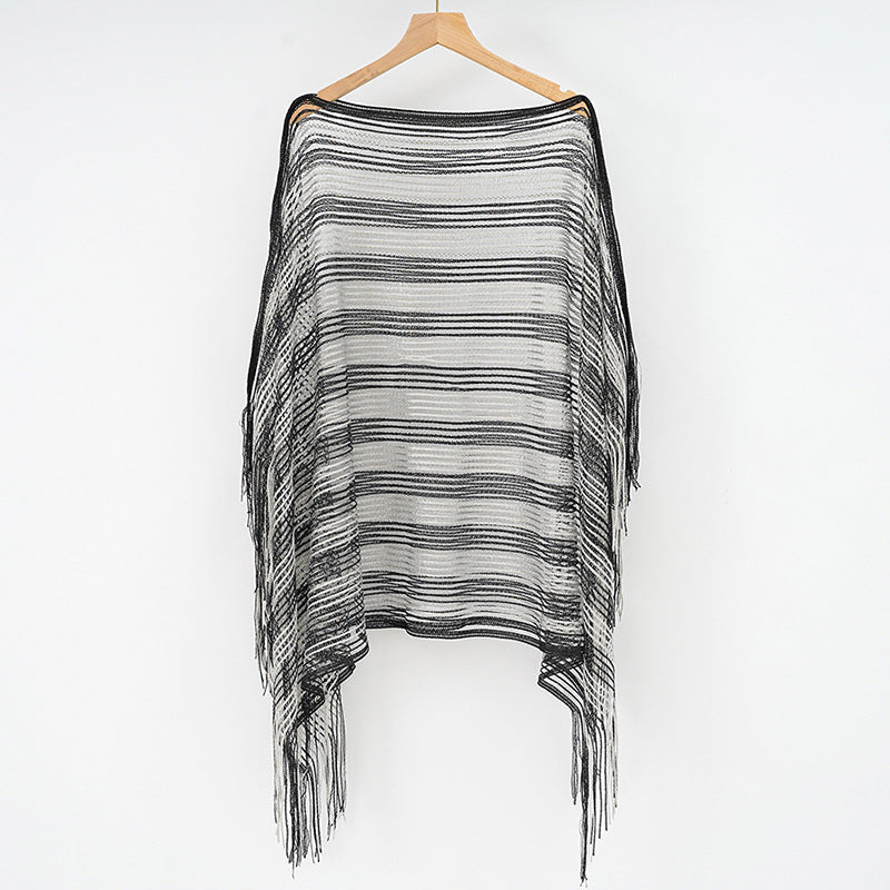 Sexy Mesh Sunscreen Striped Sunscreen Shawl Scarf Lady Shawl Towel Bella Mia