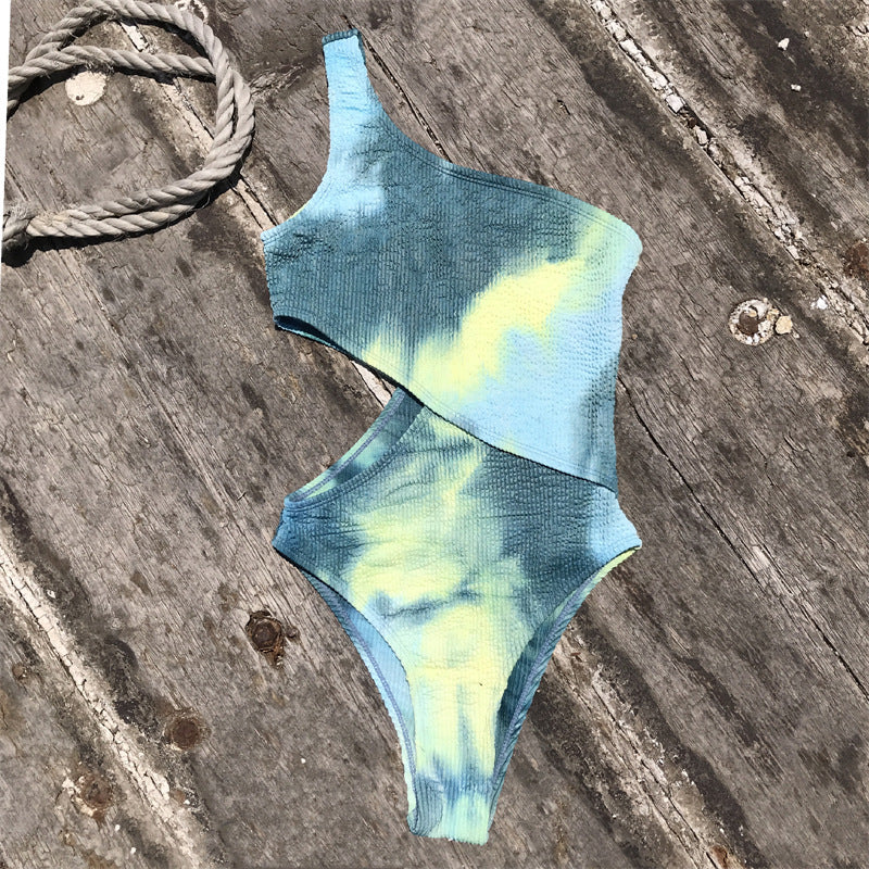 Swimsuit Wrinkle Champray Sexy Siamese One Shoulder Bikini Swimsuit Women Bikini Bella Mia