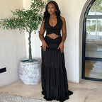 Women Clothing Summer Lace Halterneck Vest Pleated Skirt Two Piece Set for Women Bella Mia
