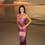 Tube Top Sexy Dress Gradient Printing Seaside Vacation Slim Fit Sheath Dress Bella Mia