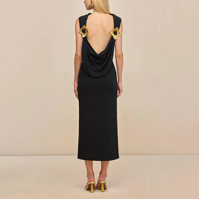 Sexy Lightly Mature Sexy Backless Dress Autumn French Waist Dress Women Bella Mia
