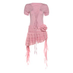 Summer Women Clothes Sexy Unique Design Deep V Plunge Lace up Irregular Asymmetric All Match Dress Women Bella Mia