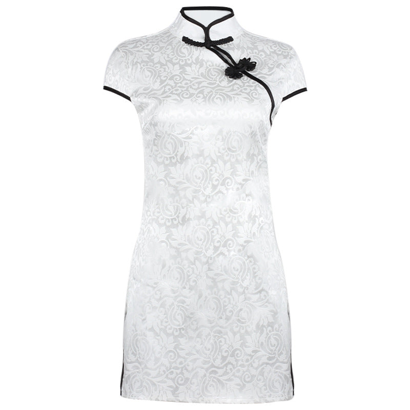 Summer Sexy High Waist Slimming Tight Improved Frog Buckle Dress Split Retro Cheongsam Bella Mia
