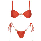 Bikini Sexy Solid Color Lace up Split Swimsuit for Women with Steel Support Bella Mia