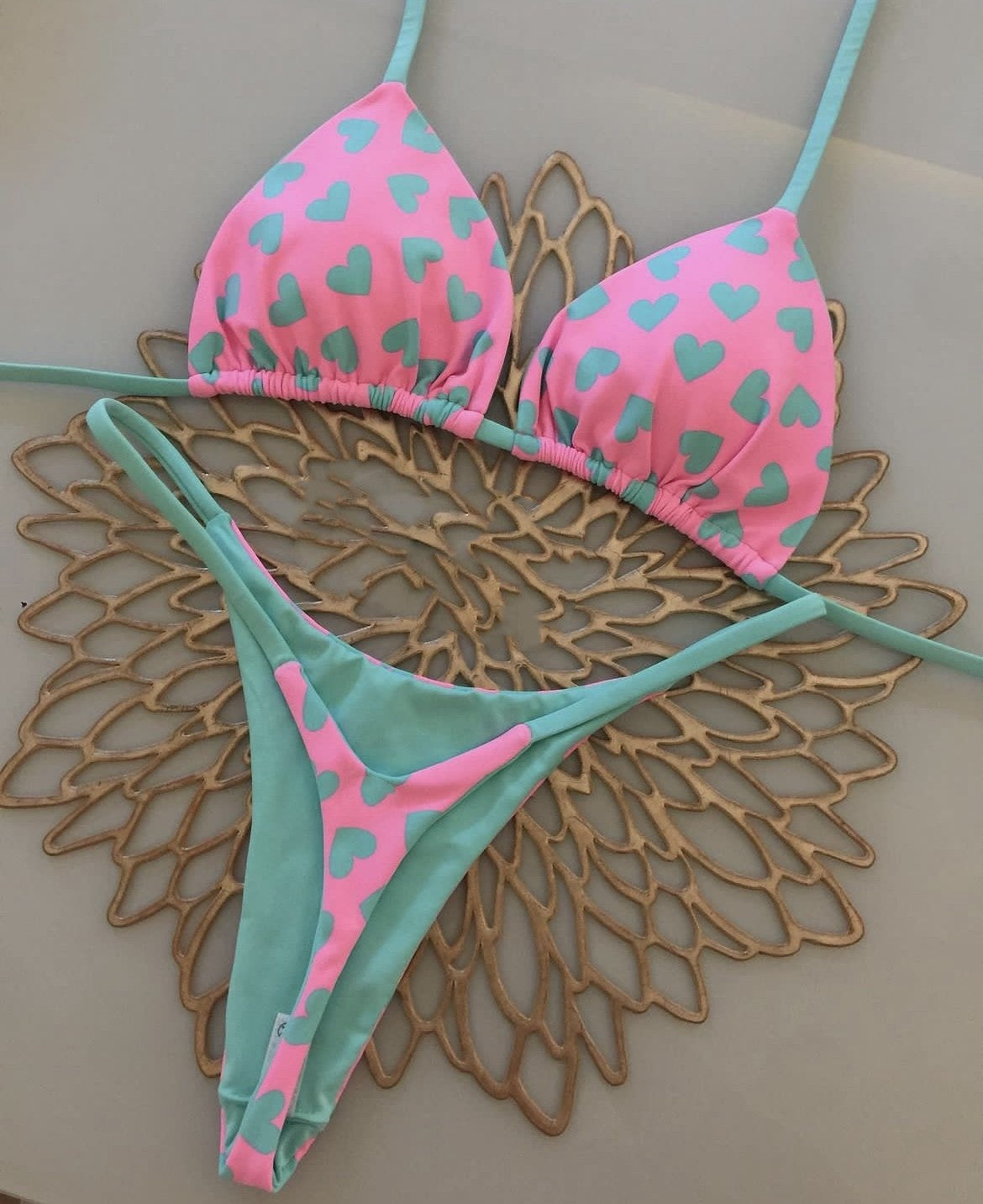 Bikini Heart Printing Sexy Backless Split Swimsuit Bikini Bella Mia