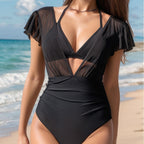 Mesh Stitching Jumpsuit Sexy High Waist Bikini Two Piece Set Women Swimsuit Bella Mia