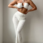 Solid Color Thread Fabric Halter Bikini Trousers Three Piece Set Sexy Swimsuit Bella Mia
