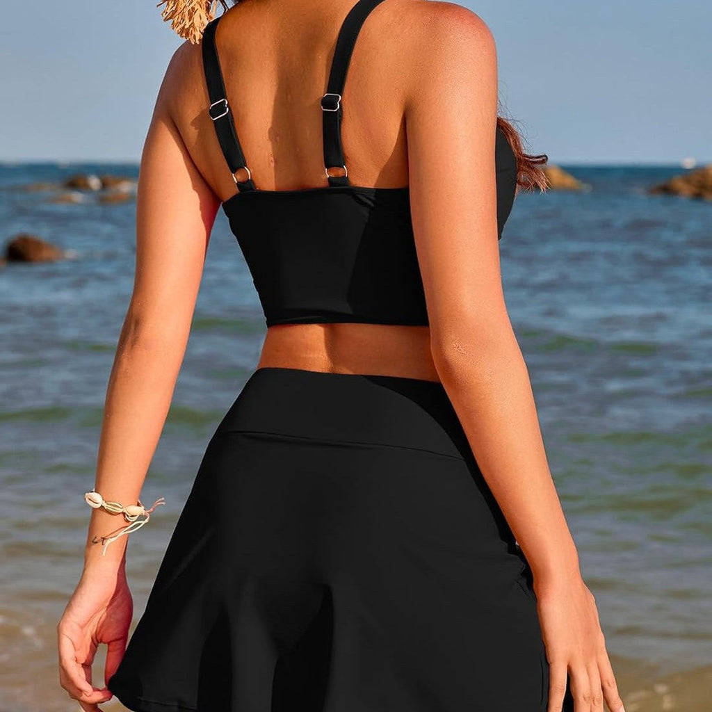 Solid Color Push up High Waist Culottes Sexy Split Bikini Swimsuit Swimwear Women Bella Mia