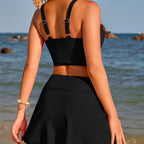 Solid Color Push up High Waist Culottes Sexy Split Bikini Swimsuit Swimwear Women Bella Mia