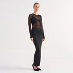 Mesh Stitching Sexy Sheer Long Sleeve Dress Women Maxi Dress Bella Mia