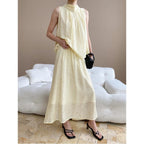 Early Autumn Tencel Blended Chinese Dark Pattern Vest Skirt Two Piece Set Bella Mia