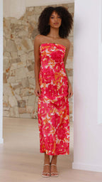 Graceful Fashionable Socialite Satin Backless Tube Top Dress Bella Mia