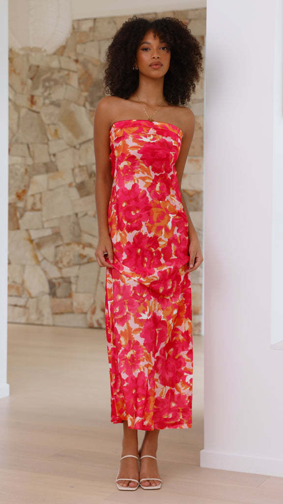 Graceful Fashionable Socialite Satin Backless Tube Top Dress Bella Mia