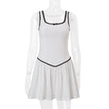 Summer Sexy U Collar Color Contrast I Shaped Backless Waist Trimming Dress Short Dress Bella Mia