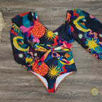 High Waist Split Long Sleeve Swimsuit Women Sexy Backless Cross Strap Deep V Plunge Bikini Bella Mia
