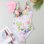 Ruffled One Piece Swimsuit Women Retro Swimsuit Bikini Mesh Beach Skirt Set Bella Mia